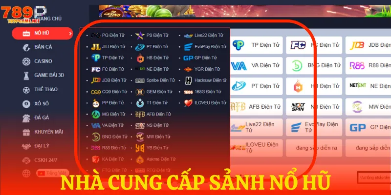 Danh sách đối tác cung cấp game nổ hũ uy tín