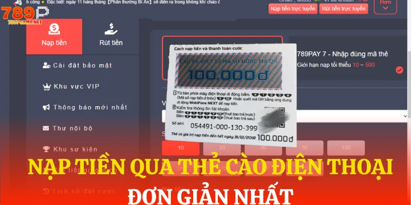 Nạp bằng thẻ cào điện thoại