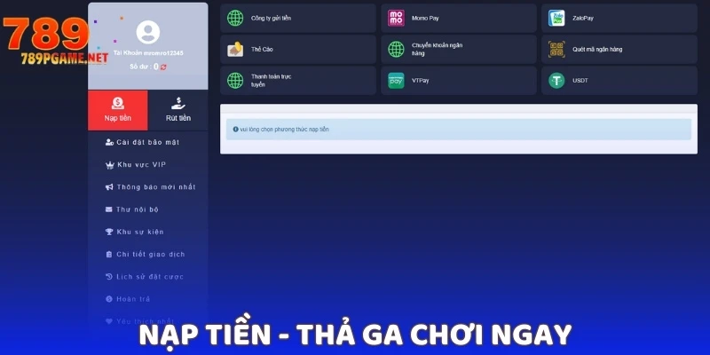 Nạp tiền - Thả ga chơi ngay